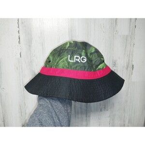 LRG Lifted Research Group Green Flower Black Bucket Hat One Size Fits Most
